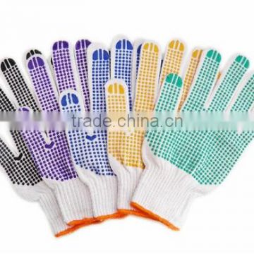 2014 different colors One-Side Pvc Dotted Cotton Gloves