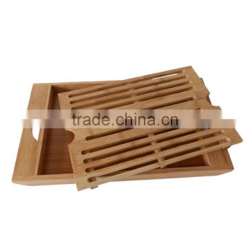 Bamboo Bread Cutting Board with Crumb Catcher Foldaway Bread Plank bamboo bread slicer