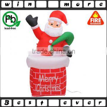 Inflatable Santa Claus in chimney,customized inflatable Santa Claus for Christmas