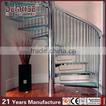 wrought iron indoor glass staircase design