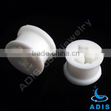 logo hollow milky white silicone ear tunnel gauges