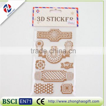 custom design self adhesive 3d cork sticker/hot sale wood sticker