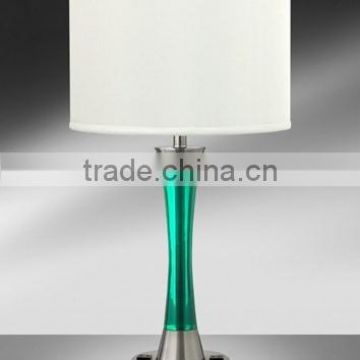 2015 new Color resin hotel table Lamp With Outlet switch In Brushed nickel can add USB port