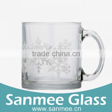 11oz Promotional Glassware Snowflake Glass Mug Cheap Glass Cup
