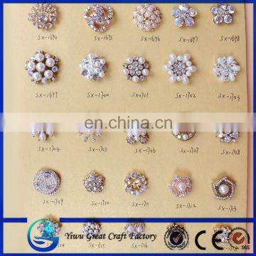 heart Cheap factory China bulk rhinestone brooch pearl brooch rhinestone button