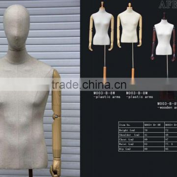 wholesale adjustable female/male mannequin upper body manikin with wooden base dummy mannequin M003- B-8W/M