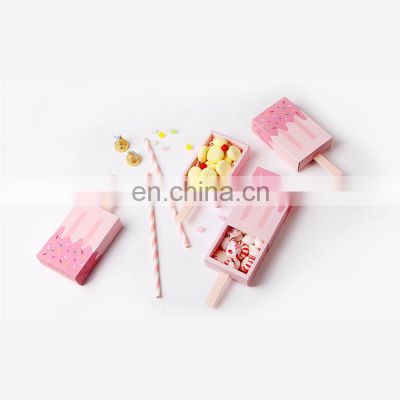 Newest Creative Design Cute Sliding Gift Box Packaging Popsicle Shaped Paper Box for Candy Snack