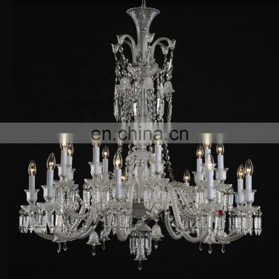 Zhongshan factory 18 lights glass arms candle style banquet hall crystal chandelier light french style wedding chandelier
