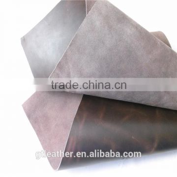 Genuine pull up cow shoe leather for wholesale