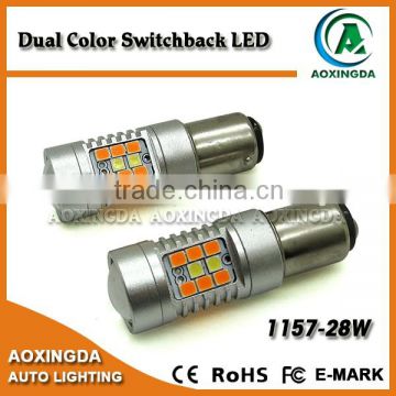 1157 dual color switchback LED bulb 2835 + 3030 28W super bright CK compatible