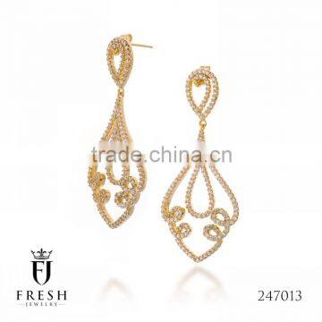 Fashion Gold Plated Earring - 247013 , Wholesale Gold Plated Jewellery, Gold Plated Jewellery Manufacturer, CZ Cubic Zircon AAA