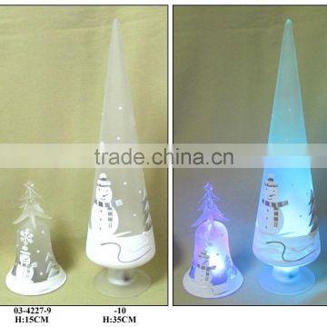 Hand Painted White LED Light Christmas Tree with Snowman Patterns