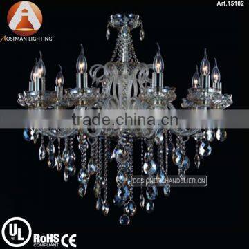 10 Light K9 Crystal Chandelier with Ash Grey Color