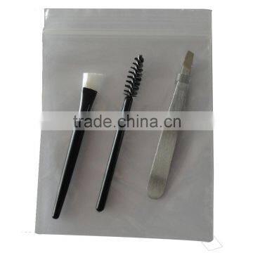 Mini brow kits 3pcs brow kit , 60mm tweezers , 65mm Mascara Wand and 63mm brow brushes