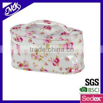 lady fashion flower design cosmetic bag, useful make up bag with handle
