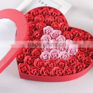 100pcs soap flower heart rose soap in gift box