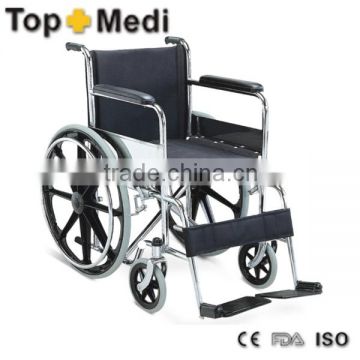 Rehabilitation Therapy Supplies Topmedi TSW809B hard seat cushion steel portable wheelchair