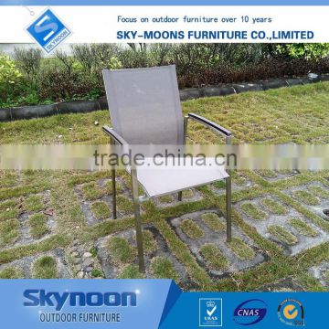 ferrari fabric chair, stainess steel chair with teak wood arm, new design outside chairs, porch chairs, outdoor chair(SSC007)
