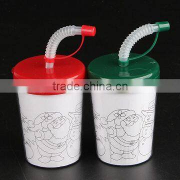 Double plastic straw cup