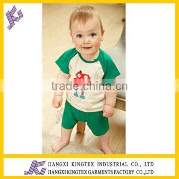 cute baby boys cartoon design short sleeve set,the robot printing t shirt set,100%cotton kids summer set