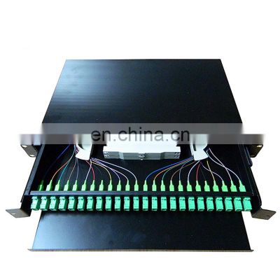 24 port 48 core fibre SC APC UPC Duplex Simplex SM MM OS1 OS2 OM2 OM3 OM4 Metal pulling drawer Sliding fiber optic patch panel