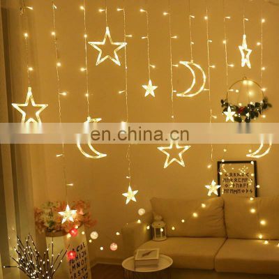 Release Holiday Moon Star New Curtain String Decorative Outdoor LED Lights Christmas