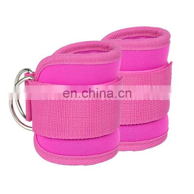 Adjustable Ankle Straps For Cable Machines Pink Gym Neoprene Fitness Padded Ankle Strap