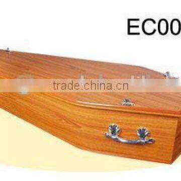 EC007 walnut veneer wood casket with Crepe Interior Fabric