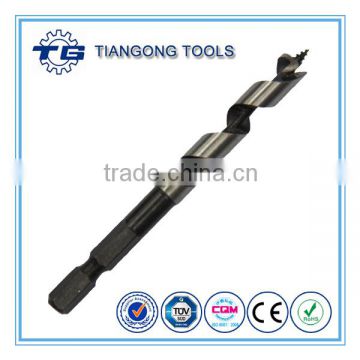 High quality grooved hex shank hss w4 wood auger drill bit
