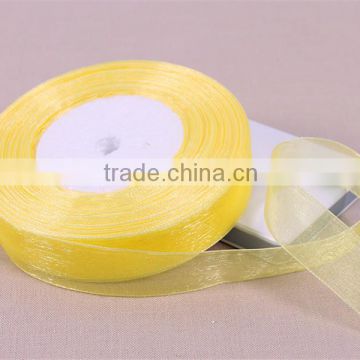 yellow double sided sheer organza ribbon Wedding birthday party Applique Accessory gift craft 3 6 10 15 20 25 38 50 80 100 mm
