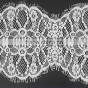 Fujunru factory cheap eyelash lace trimming,white double scalloped tulle lace