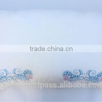 Lastest design flower embroidered pillow case ,ivory cotton satin pillow covers with hemstitch