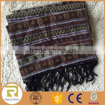 Wholesale 100% Acrylic woven jacquard men's fringed shawl scarf