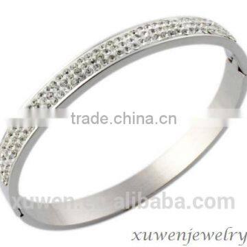 white crystal 316l stainless steel stone bangles design