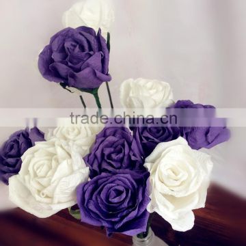 craft crepe paper flower, purple crepe paper flower, wedding decoration flower
