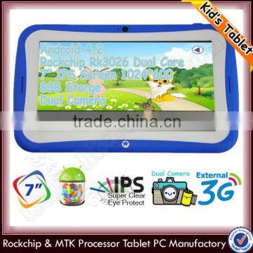 Cheap Android 4.2 colorful kids table pc with IPS screen and silicone protective silicone case