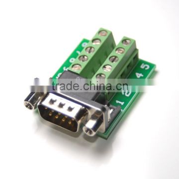 Male 9-pin D-Sub connector to wire terminal block adapter
