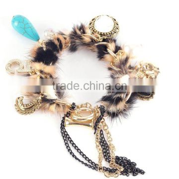 charm bracelet&chain bracelets with fur
