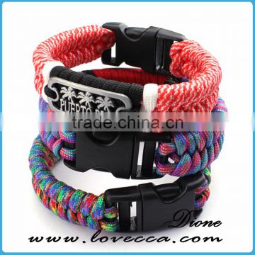 Custom survival paracord bracelet wholesale metal buckle with logo engraved