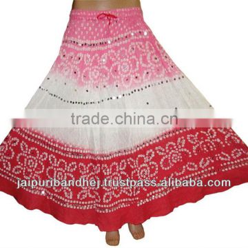 2015 Indian bandhej skirts - Indian traditional long skirts - Summer wear long cotton skirt