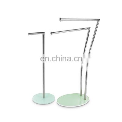 Household decorative double layer free standing stainless steel bathroom towel rack non-slip green round bottom towel rack