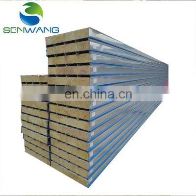 50mm/75mm/100mm/150mm thickness fire-proof rock wool sandwich panel for workshop warehouse
