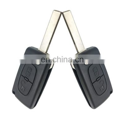 2 Button Folding Remote Car Key Shell Cover Blank Fob For Peugeot 407 301 After 2006 - 2011