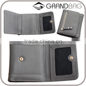 guangzhou factory cowhide leather hand pouch short wallet triple wallet for ladies