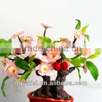 Home decoative lighted LED plastc cherry blossom with fruit bonsai tree
