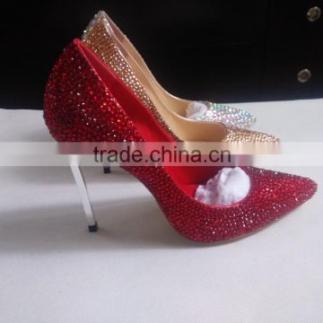 Traditional red diamond wedding shoes hot female party shoes rhinestone wedding shoes