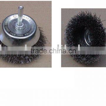 Cup brush-crimped wire with shank