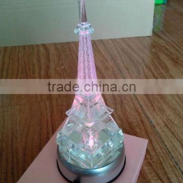 High quality crystal eiffel tower with led light stand