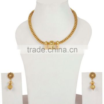 Indian Gold Plated Chain Necklace With Earrings Set For Girls/Women