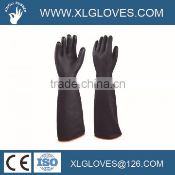 Black Industrial Rubber(latex) Glove/Chemical resistance glove/Extra long gloves